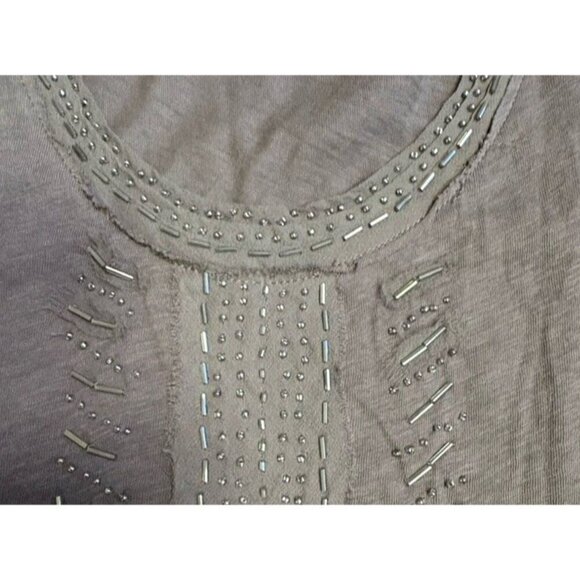 J Crew tank top Small Gray Bugle Bead Decoration Cotton Top Silk Trim Edging - Picture 5 of 6